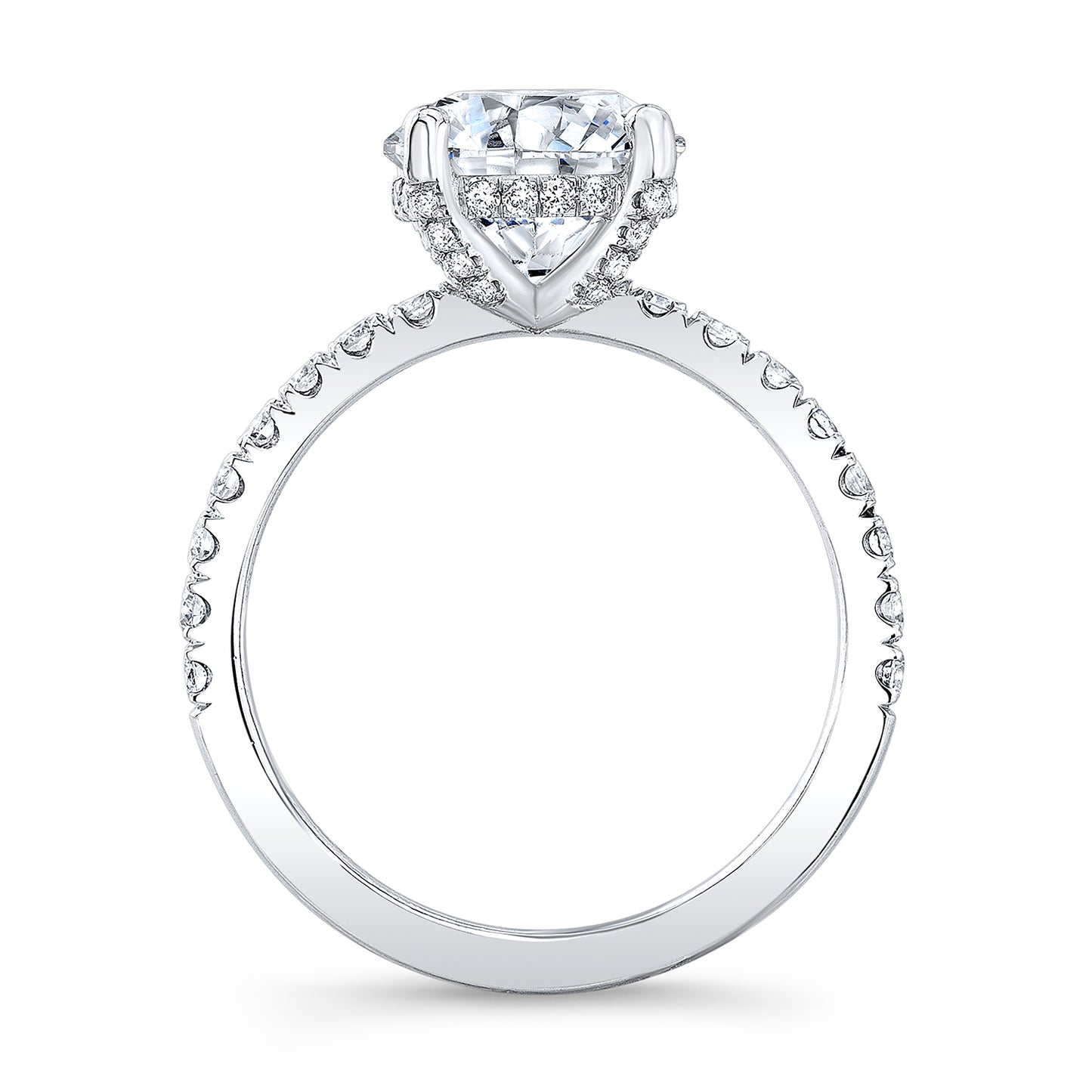 Modern Style Hidden Halo Diamond Engagement Ring