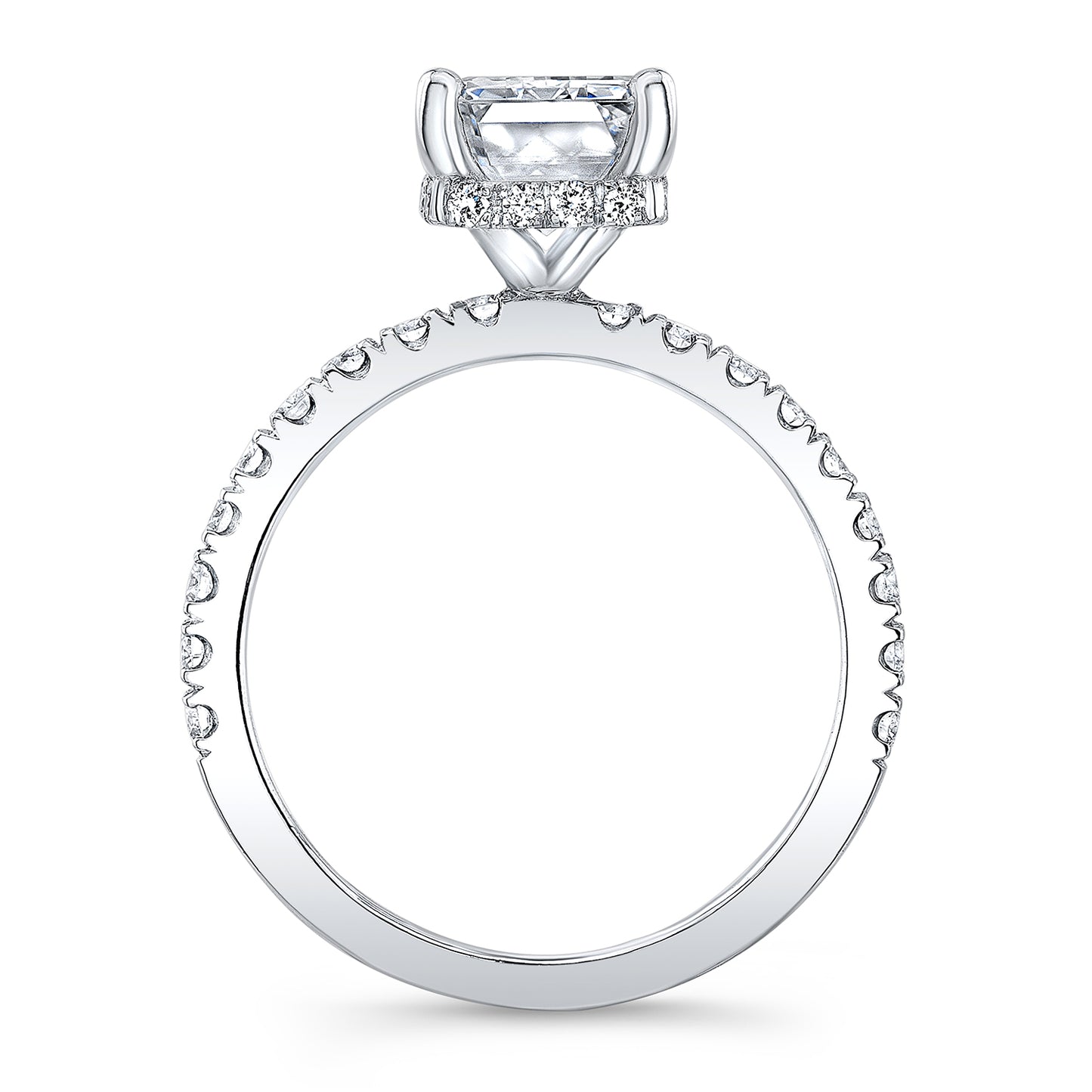 Modern Style Hidden Halo Diamond Engagement Ring