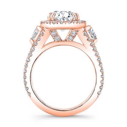 Modern Style 3-Row Halo Diamond Engagement Ring