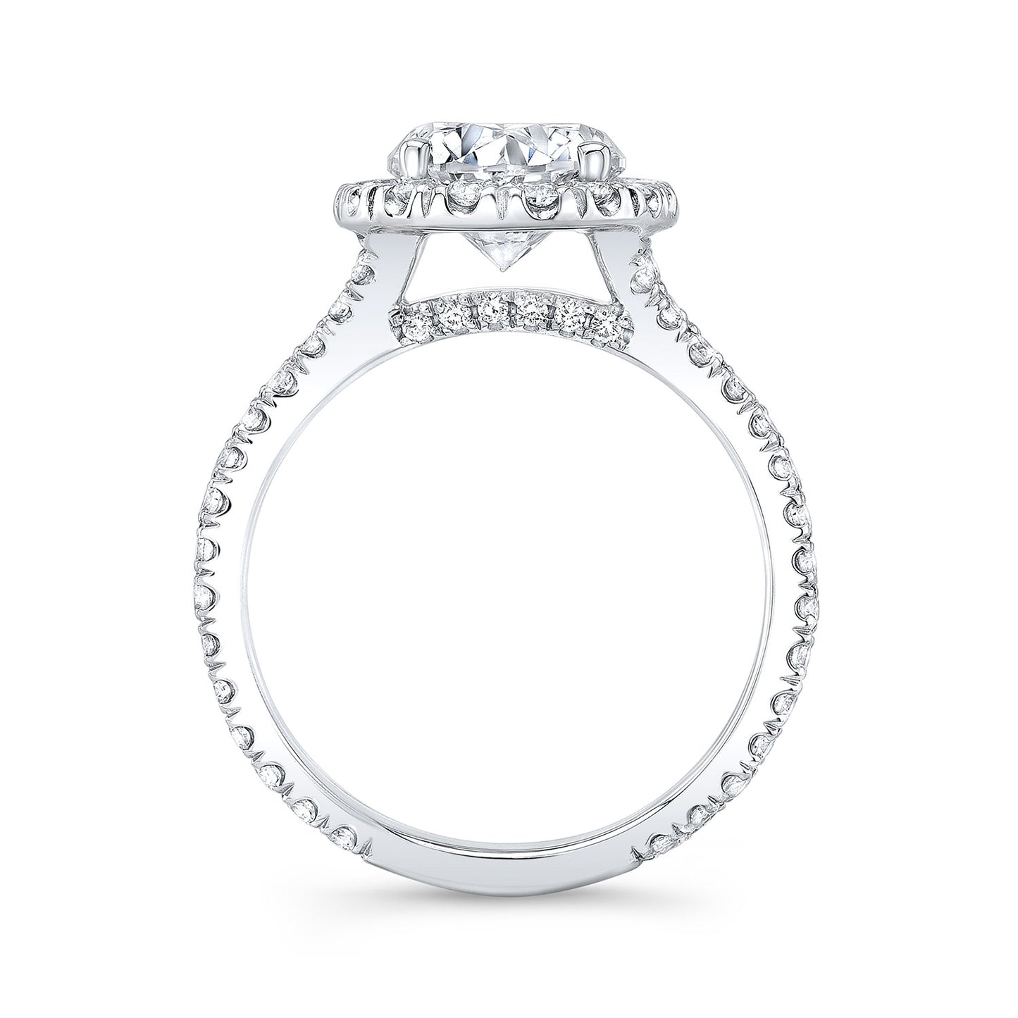 Modern Style Split Shank Halo Diamond Engagement Ring