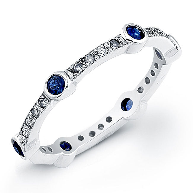 Classic Style Diamond and Sapphire Wedding Band