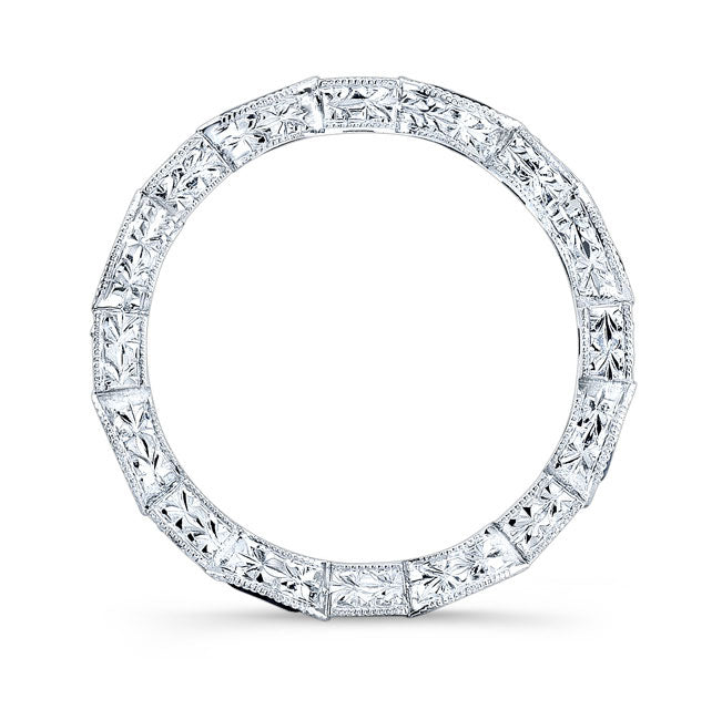 Art Deco Style Diamond And Sapphire Engraved Eternity Band