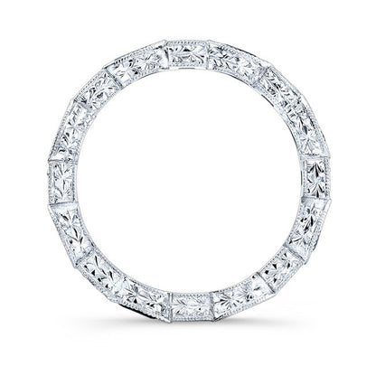 Art Deco Style Diamond And Sapphire Engraved Eternity Band