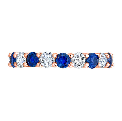 Classic Style Diamond And Sapphire Wedding Band