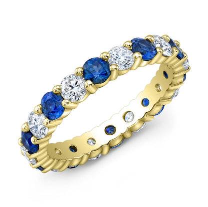 Classic Style Diamond And Sapphire Wedding Band