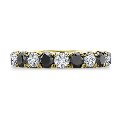 Classic Style White & Black Diamond Eternity Wedding Band