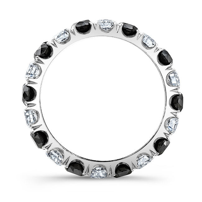 Classic Style White & Black Diamond Eternity Wedding Band