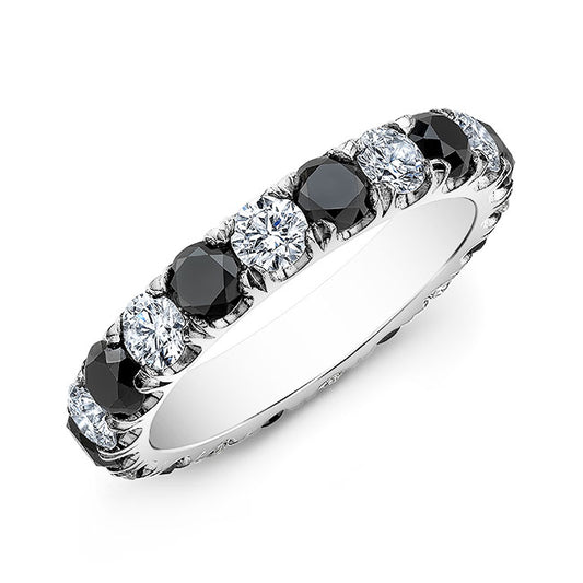 Classic Style White & Black Diamond Eternity Wedding Band